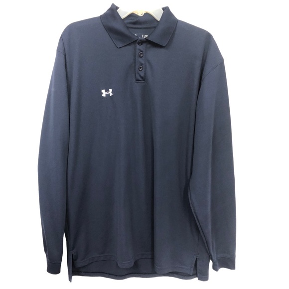 UNDER ARMOUR NAVY L/S POLO SHIRT L - Picture 1 of 5